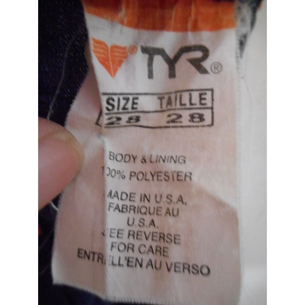 Tyr Durafast Men's Swimsuit Orange Blue Sz 28 - Picture 5 of 5